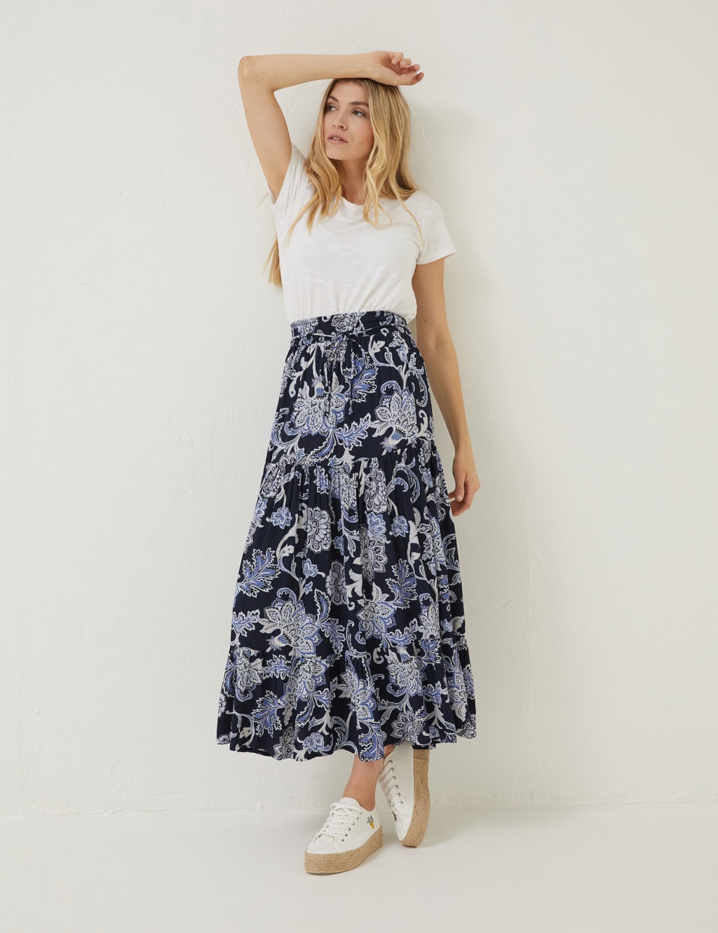 Floral Pleated Maxi Tiered Skirt image 1