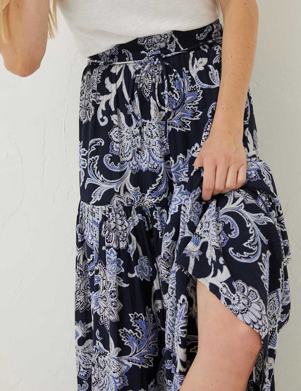 Floral Pleated Maxi Tiered Skirt image 3