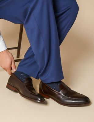 Jones Bootmaker Men's Leather Slip-On Loafers - 7 - Dark Brown, Dark Brown