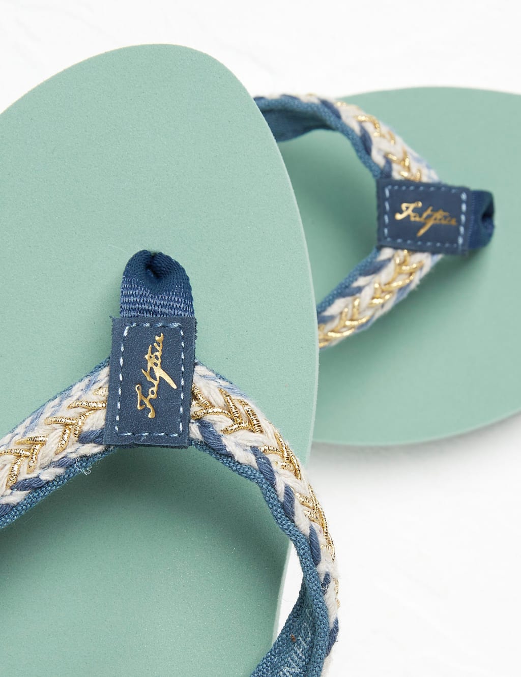 Woven Metallic Flip Flops image 2