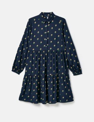Joules Women's Pure Cotton Floral Collared Shirt Dress - 8 - Navy Mix, Navy Mix