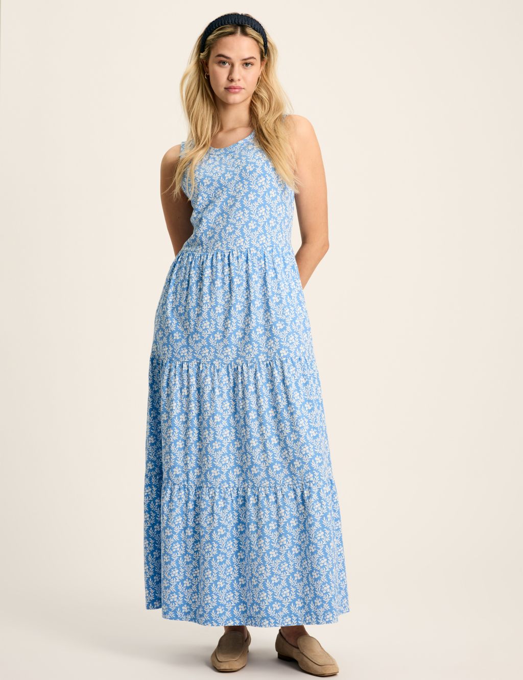 Jersey Floral Midaxi Tiered Dress