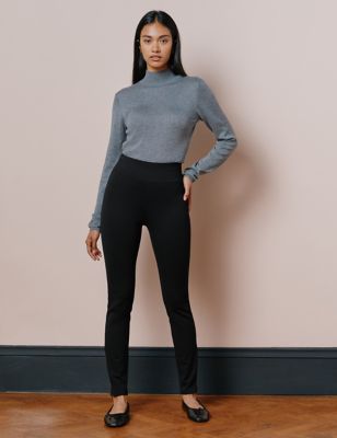 Albaray Womens Jersey Elasticated Waist Slim Fit Trousers - 10 - Black, Black