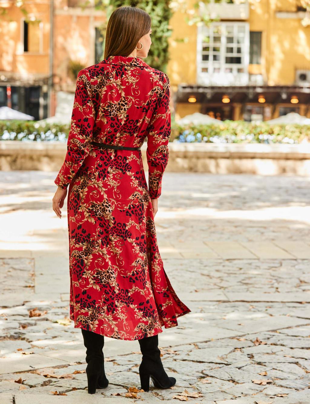Floral Belted Midi Shirt Dress image 3