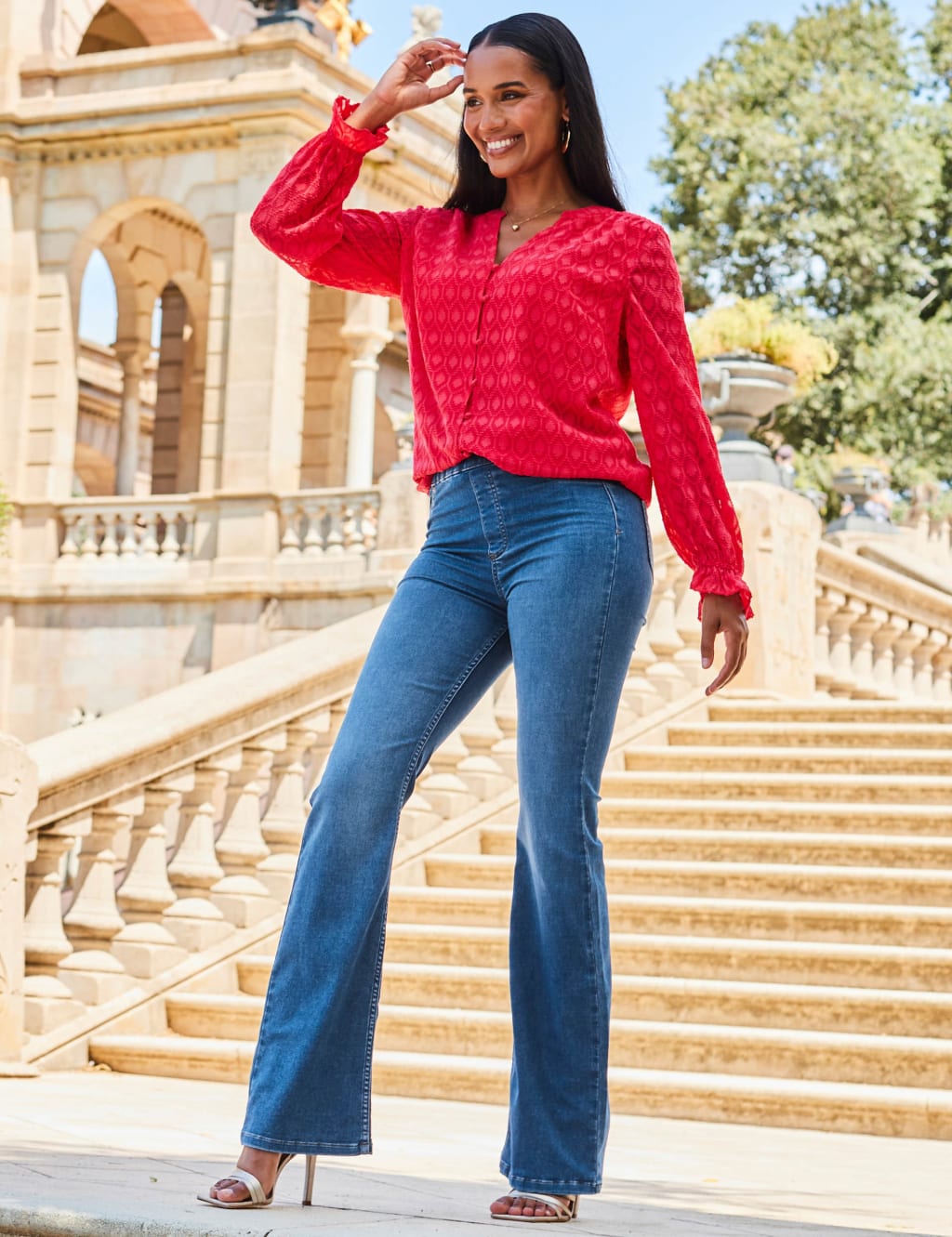 Bell bottom short jeans deals