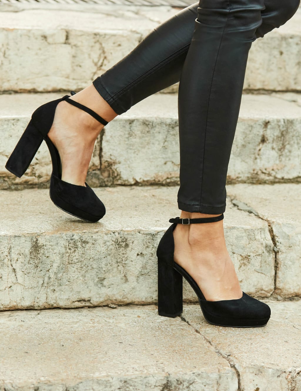 Suede Ankle Strap Platform Sandals image 4