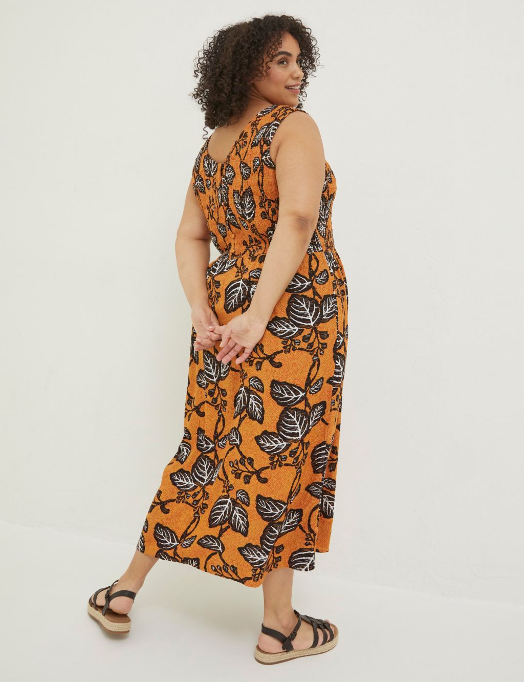 Floral Round Neck Midi Waisted Dress image 5