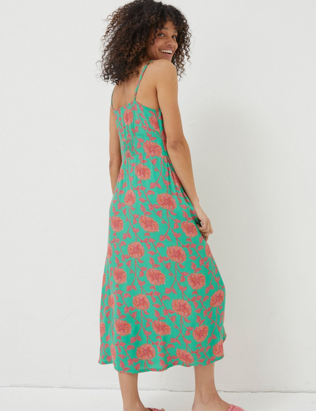 Floral Tie Neck Midi Waisted Dress image 2