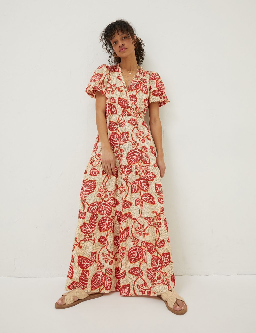 Pure Cotton Printed V-Neck Maxi Dress image 1