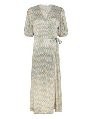 M&S Finery London Womens Geometric V-Neck Midi Wrap Dress