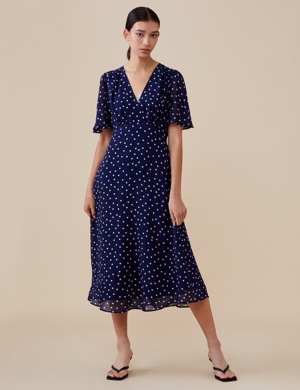 Polka Dot Short Sleeve Midi Tea Dress image 1