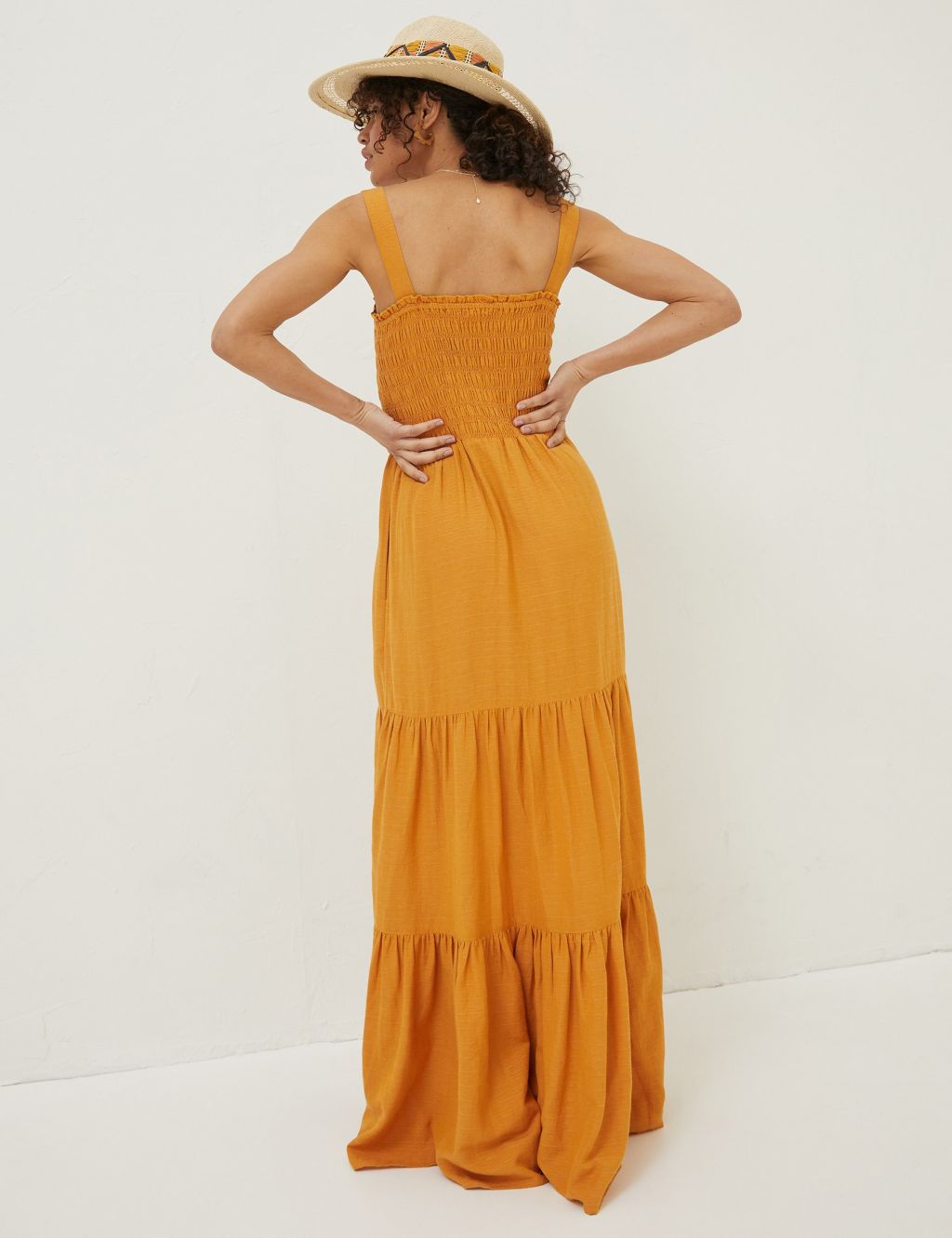 Cotton Blend Square Neck Maxi Tiered Dress image 3
