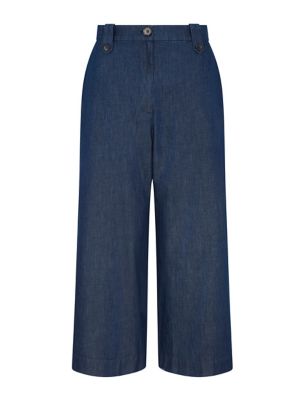 M&S Finery London Womens Pure Cotton Wide Leg Cropped Trousers