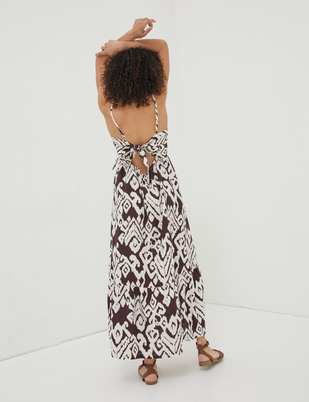 Pure Linen Printed Midaxi Waisted Dress image 2