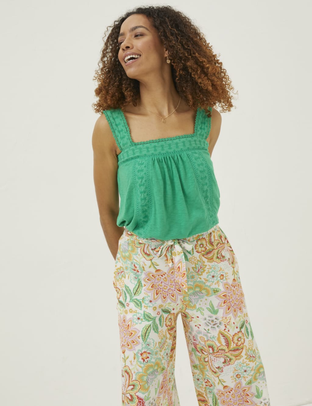 Cotton Modal Blend Embroidered Cami Top image 1