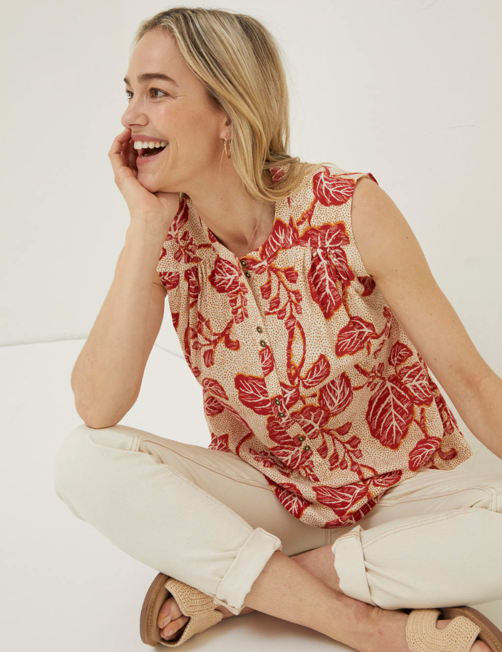 Pure Cotton Floral Cami Top image 3