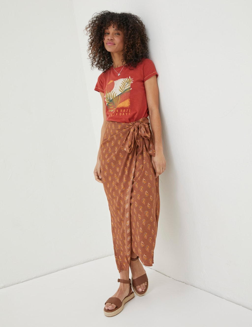Printed Midi Wrap Skirt image 1