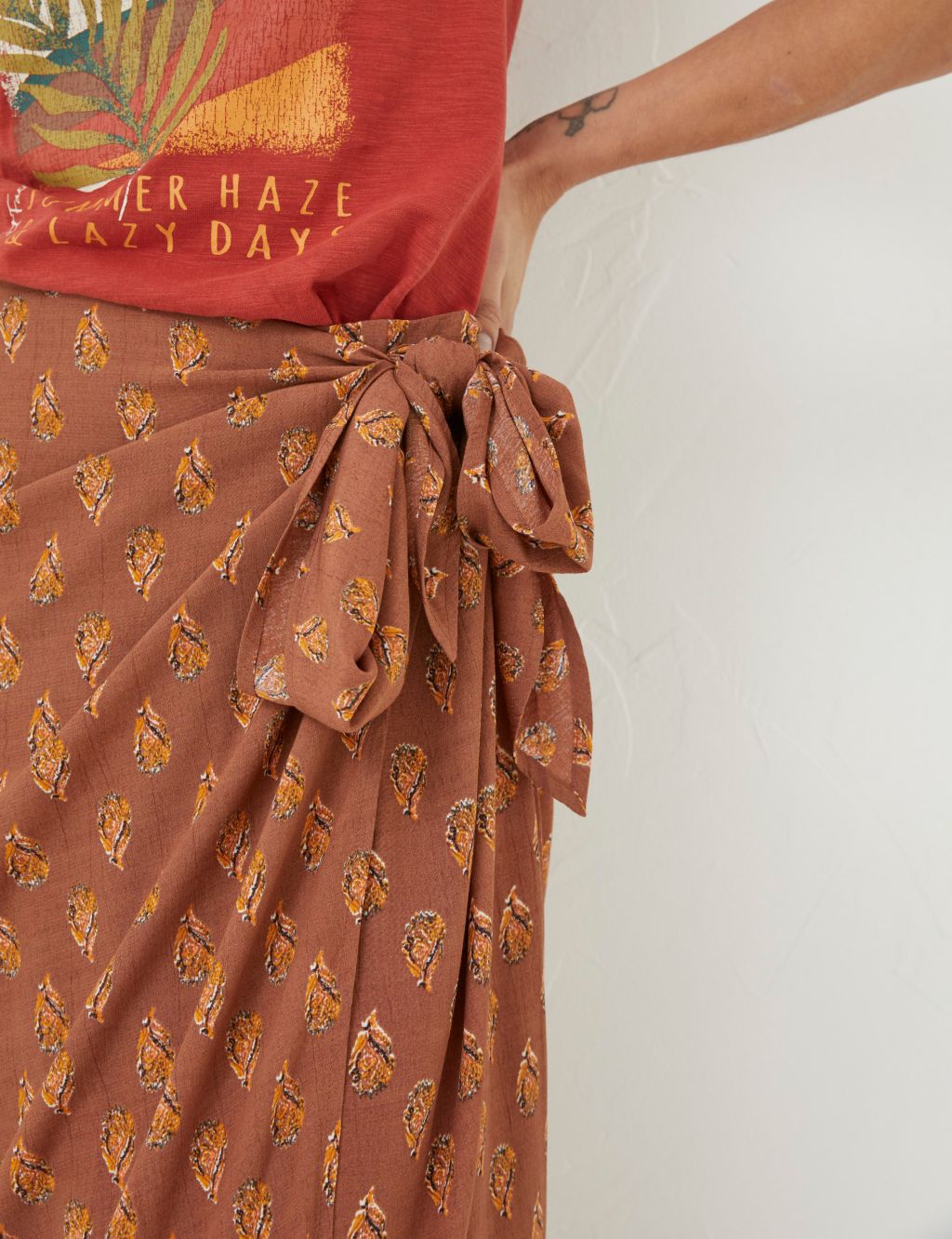Printed Midi Wrap Skirt image 3