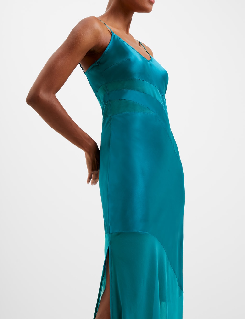 Satin Strappy Maxi Slip Dress image 2
