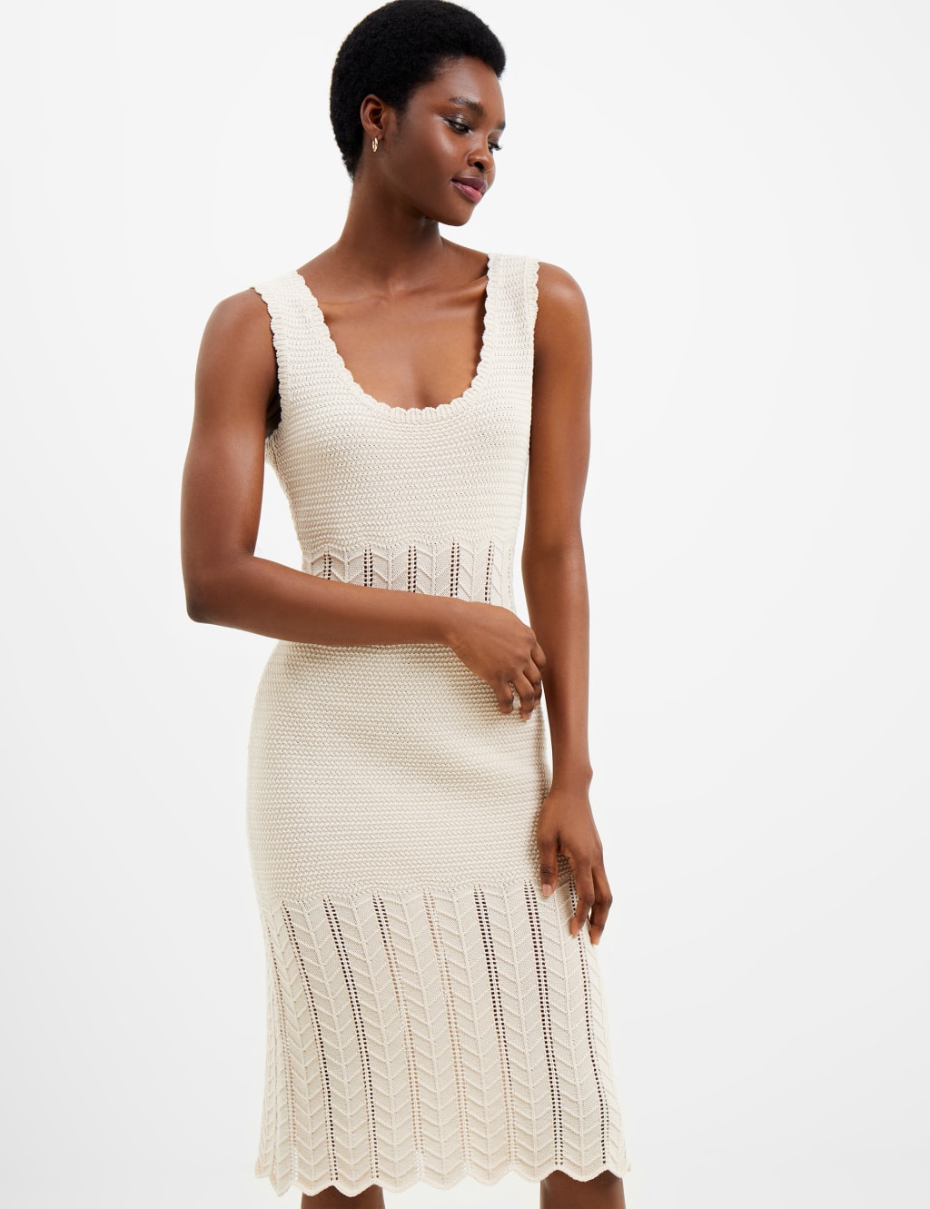 Pure Cotton Scoop Neck Midi Tiered Dress image 2