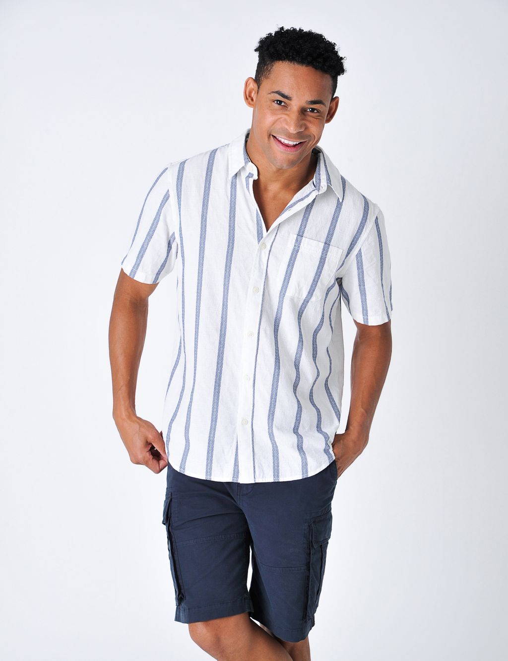Pure Cotton Striped Textured Shirt image 1