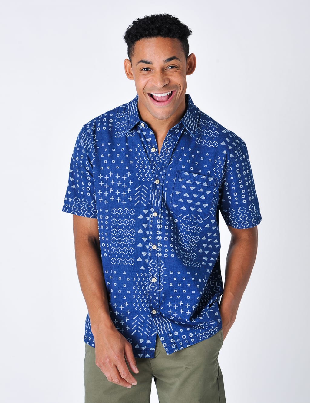 Pure Cotton Geometric Print Shirt image 1