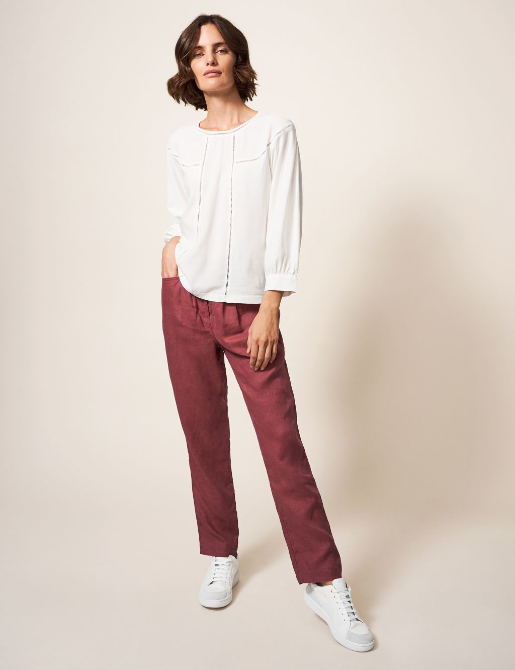 Pure Linen Tapered Trousers image 1