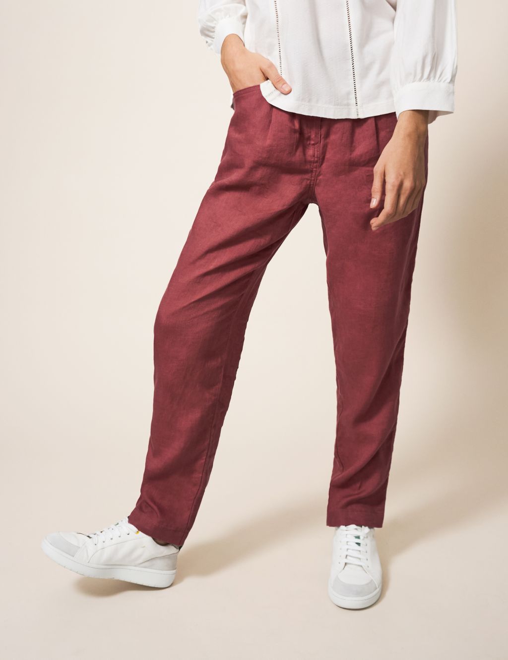 Pure Linen Tapered Trousers image 2