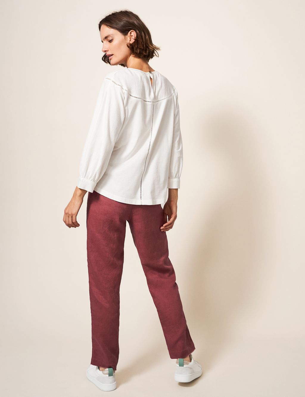 Pure Linen Tapered Trousers Slim image 4