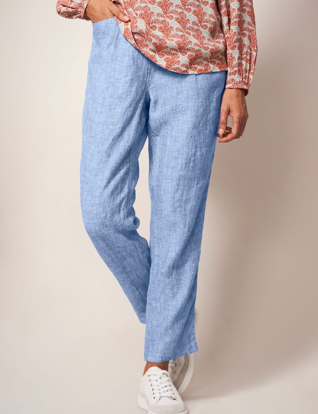 Pure Linen Tapered Trousers image 3