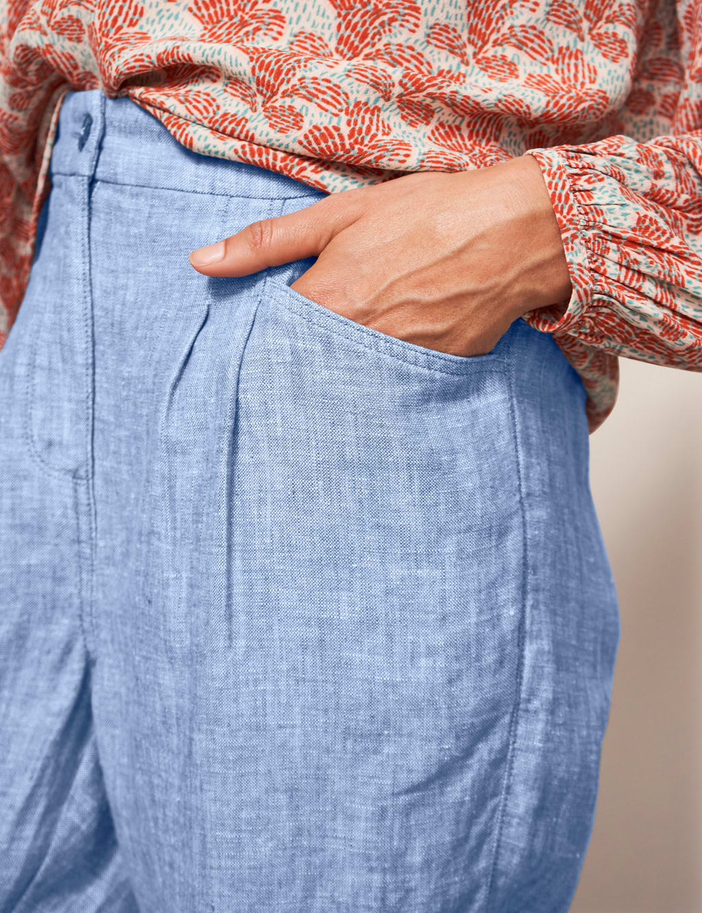 Pure Linen Tapered Trousers image 4