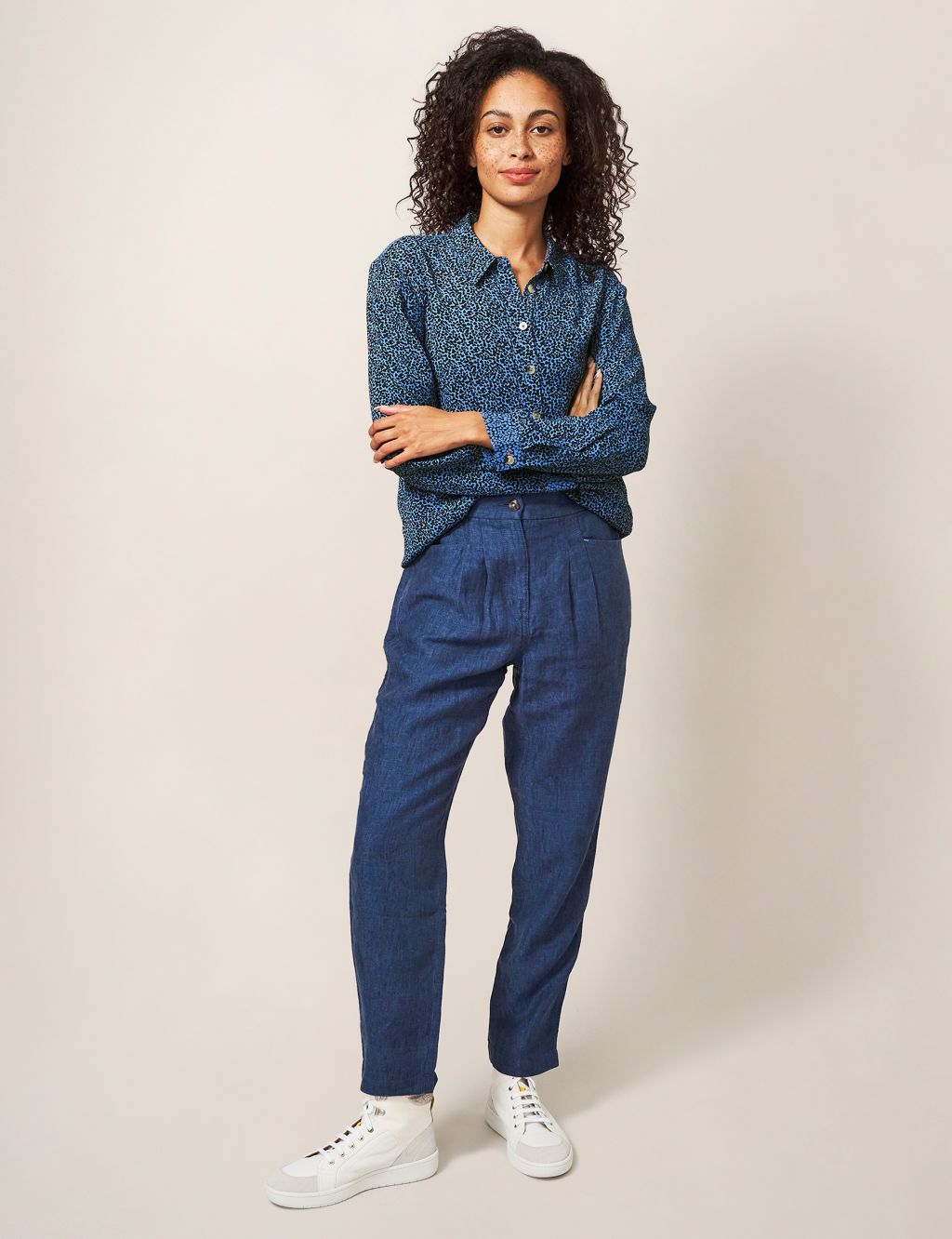 Pure Linen Tapered Trousers image 1