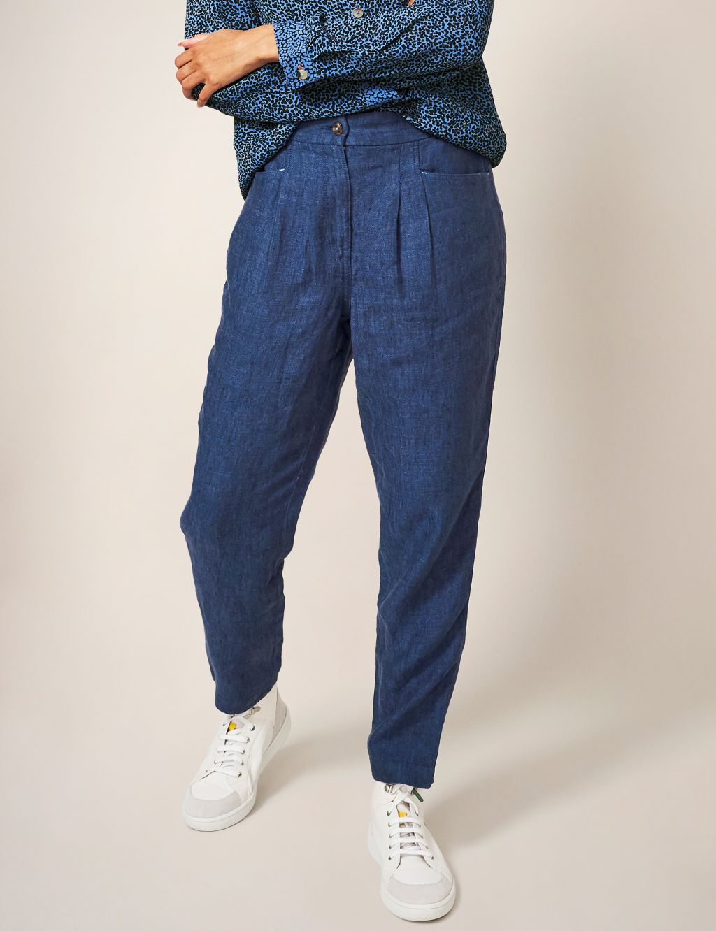 Pure Linen Tapered Trousers image 3