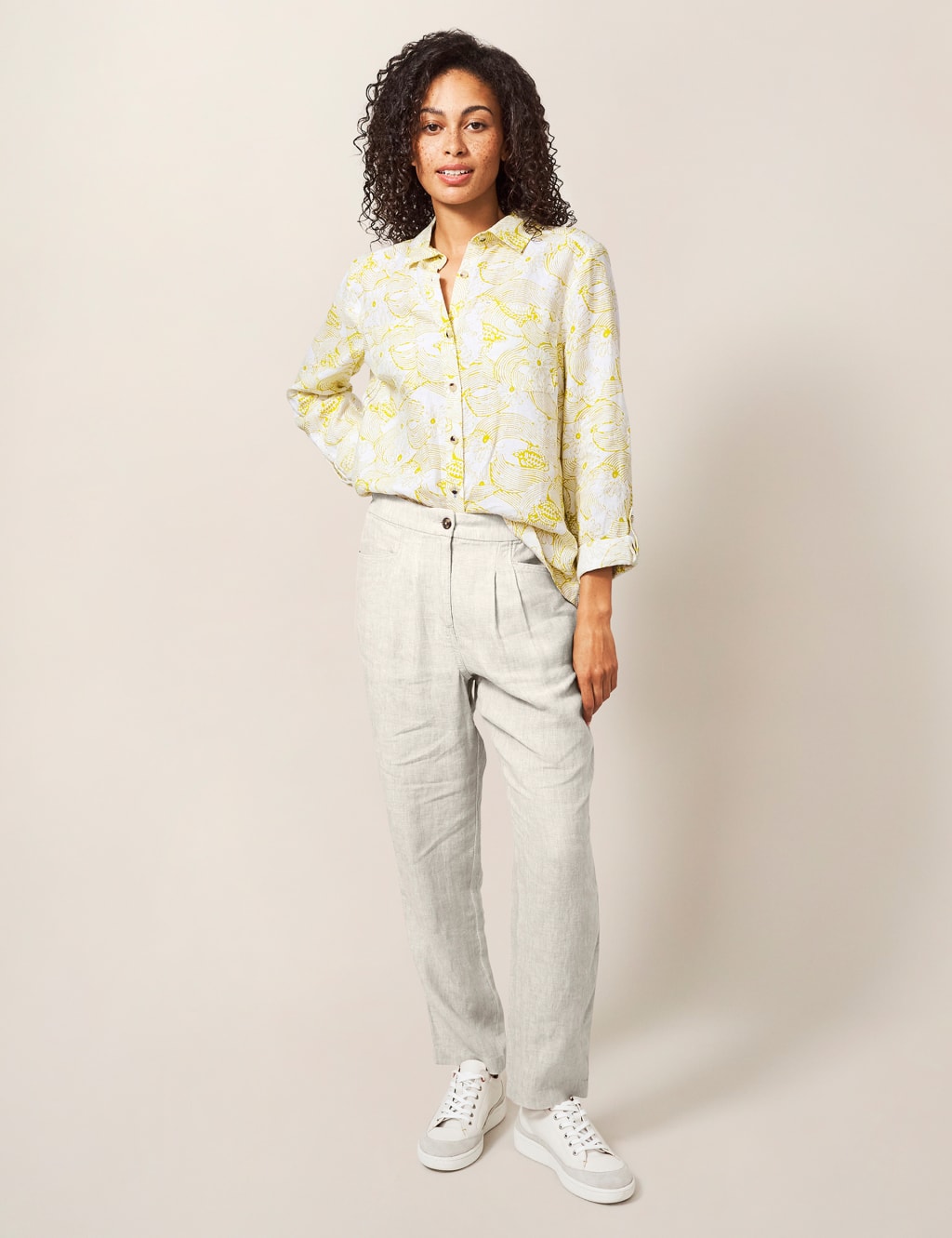 Pure Linen Tapered Trousers image 2