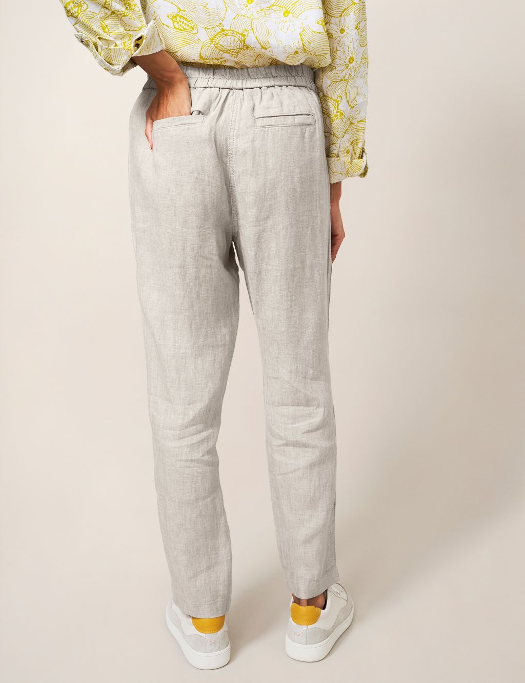 Pure Linen Tapered Trousers Slim image 4