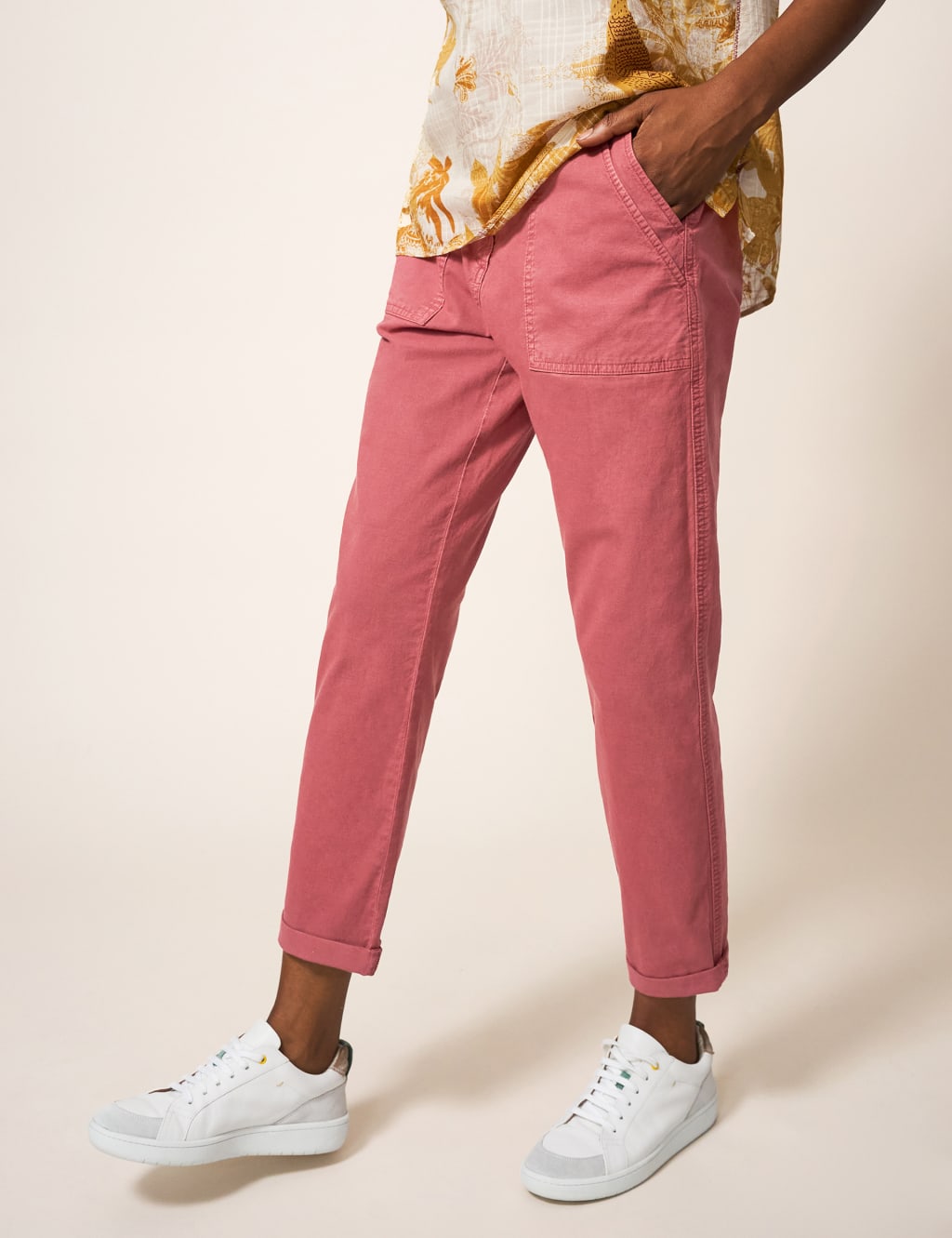 Cotton Rich Chinos with Linen image 2