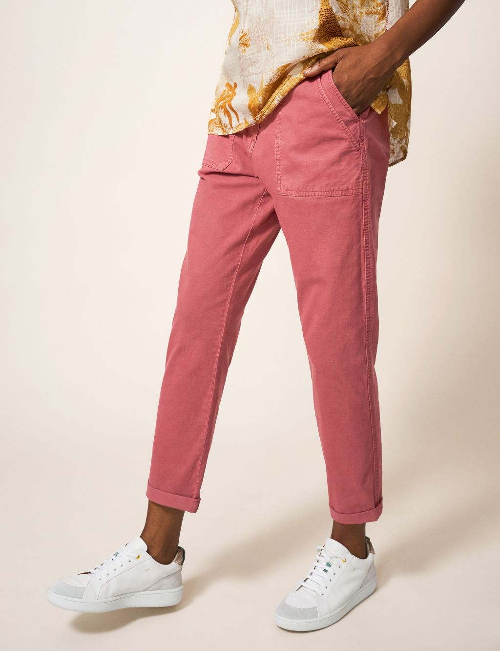Cotton Rich Chinos with Linen image 3