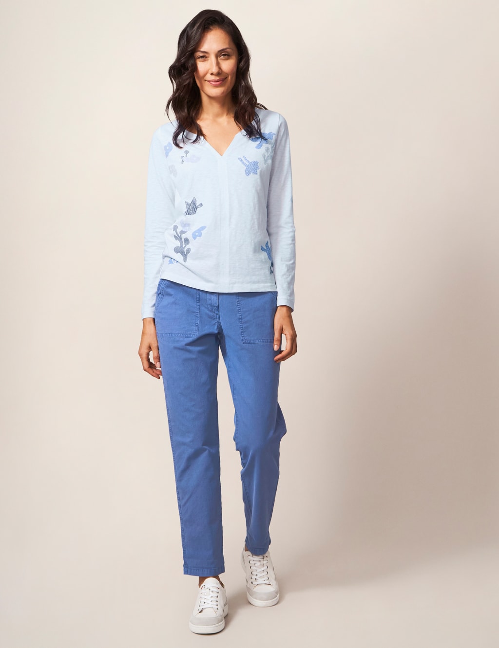 Cotton Rich Chinos with Linen image 1
