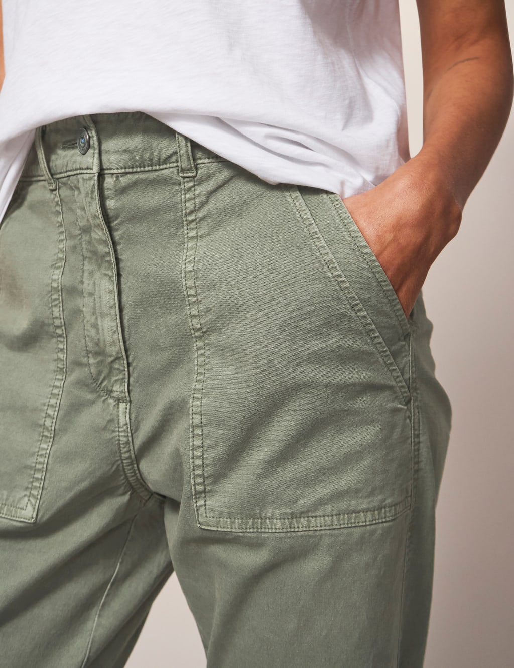 Cotton Rich Chinos with Linen image 3
