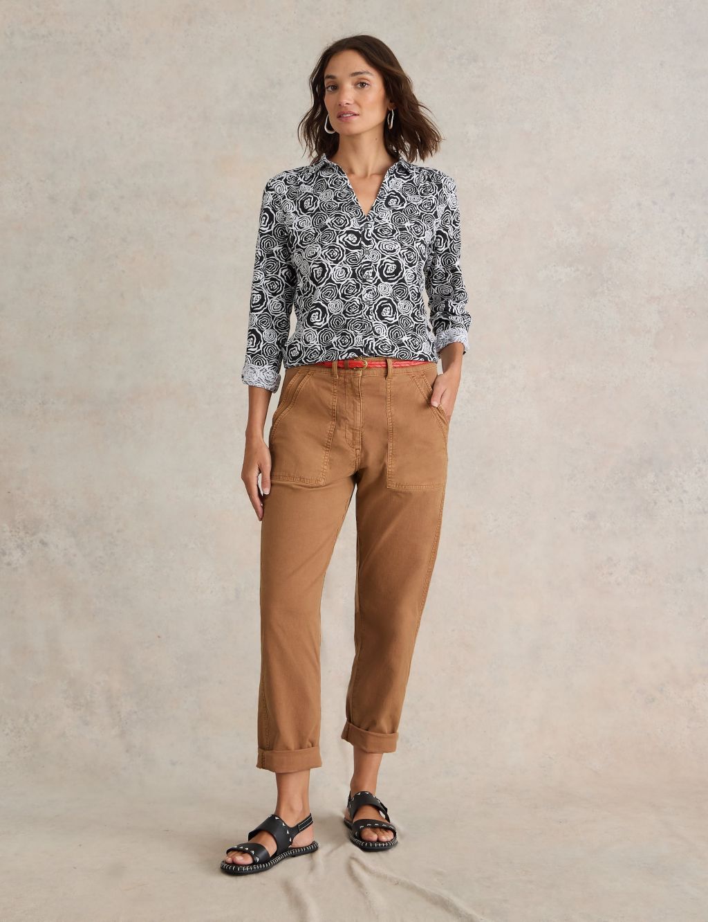 Cotton Rich Chinos with Linen image 1