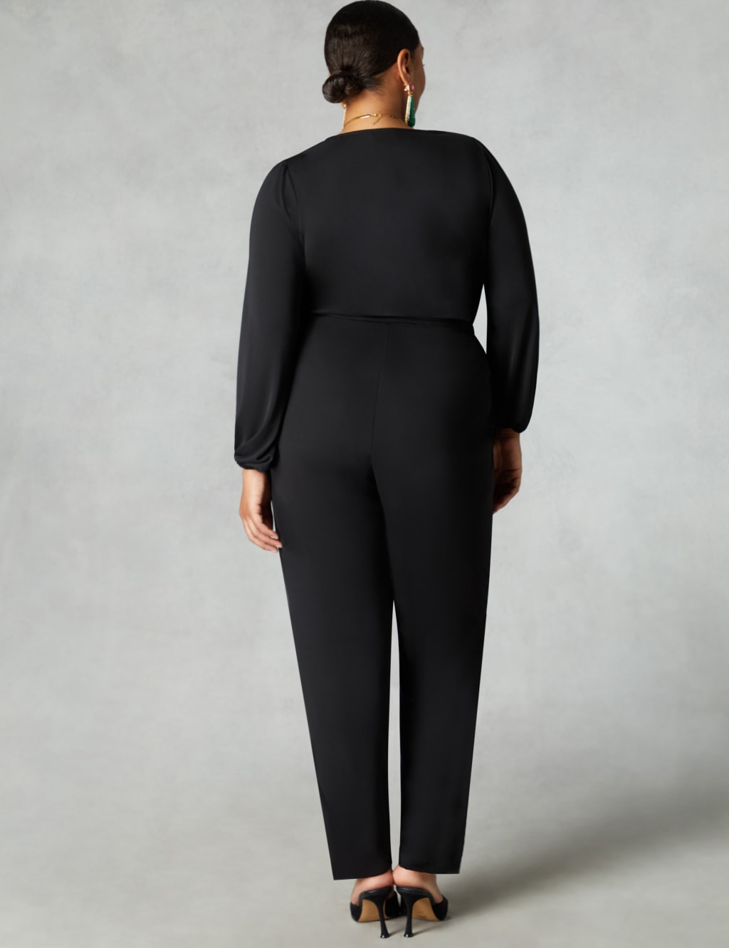 Jersey Belted Long Sleeve Wrap Jumpsuit image 3