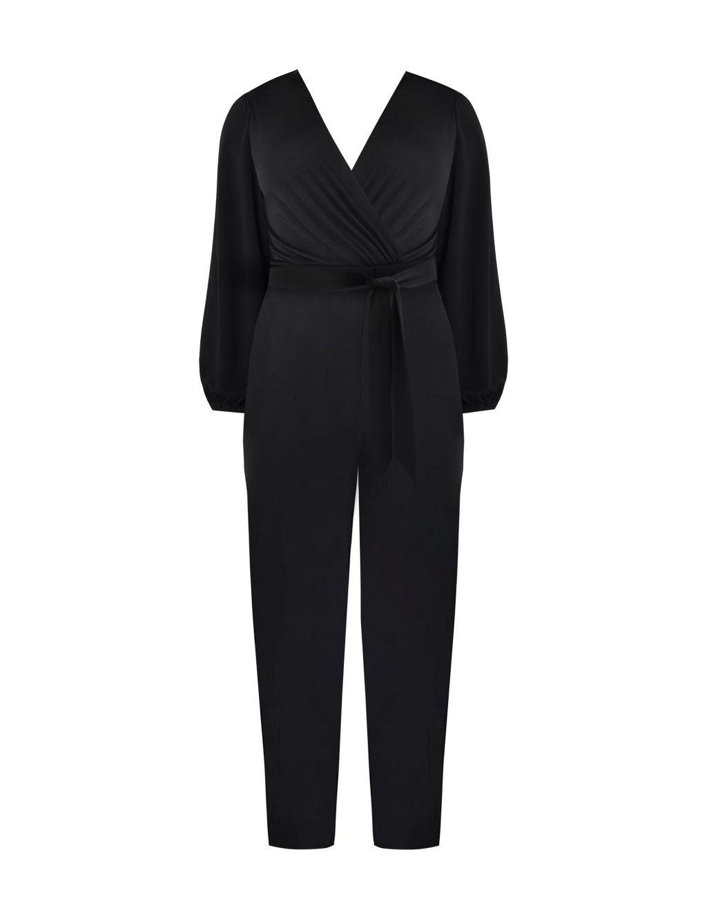 Jersey Belted Long Sleeve Wrap Jumpsuit image 2