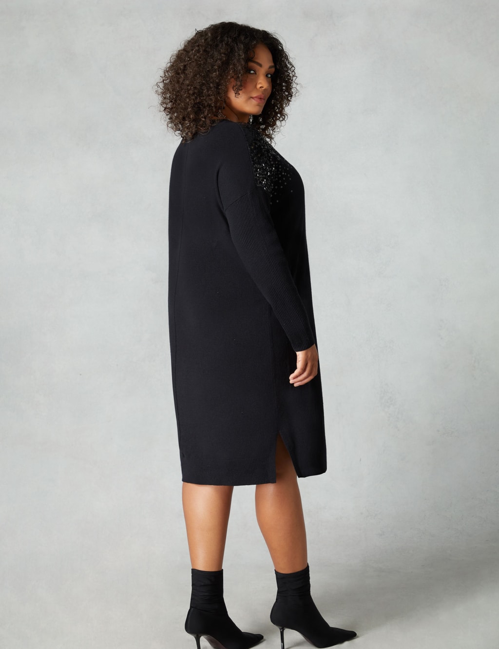 Sequin Knitted V-Neck Shift Dress image 4