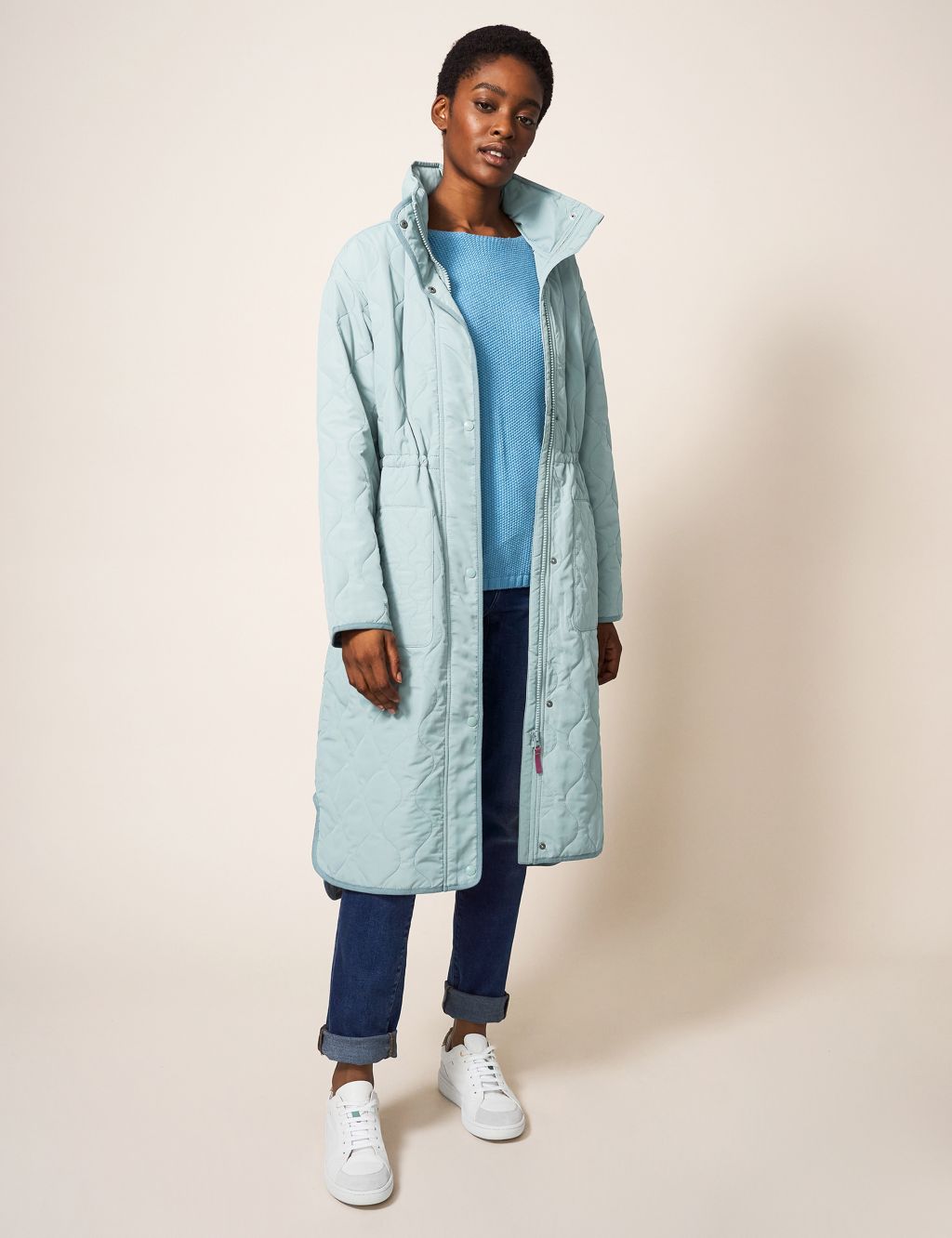Quilted Funnel Neck Overcoat image 2