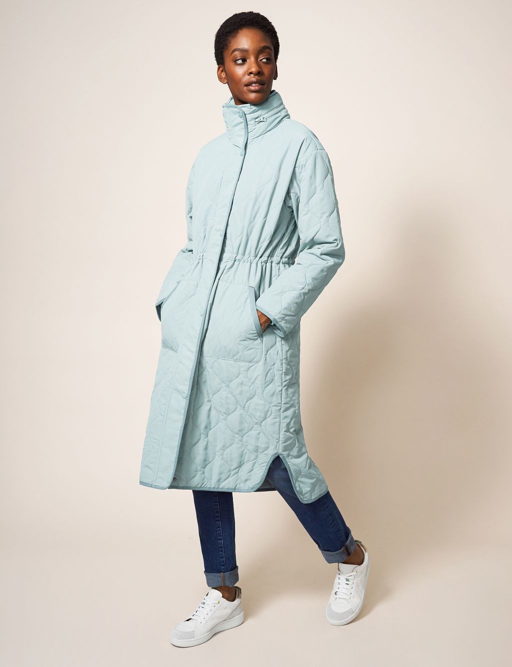 Quilted Funnel Neck Overcoat image 5