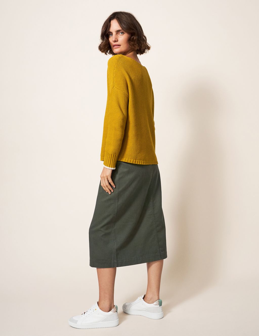 Cotton Blend Midi Pencil Skirt image 4