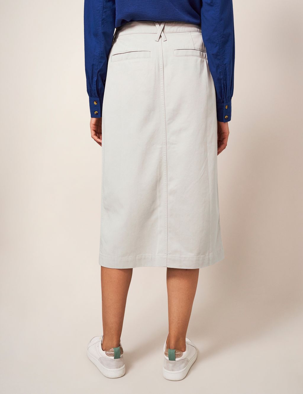Cotton Blend Midi Pencil Skirt image 3