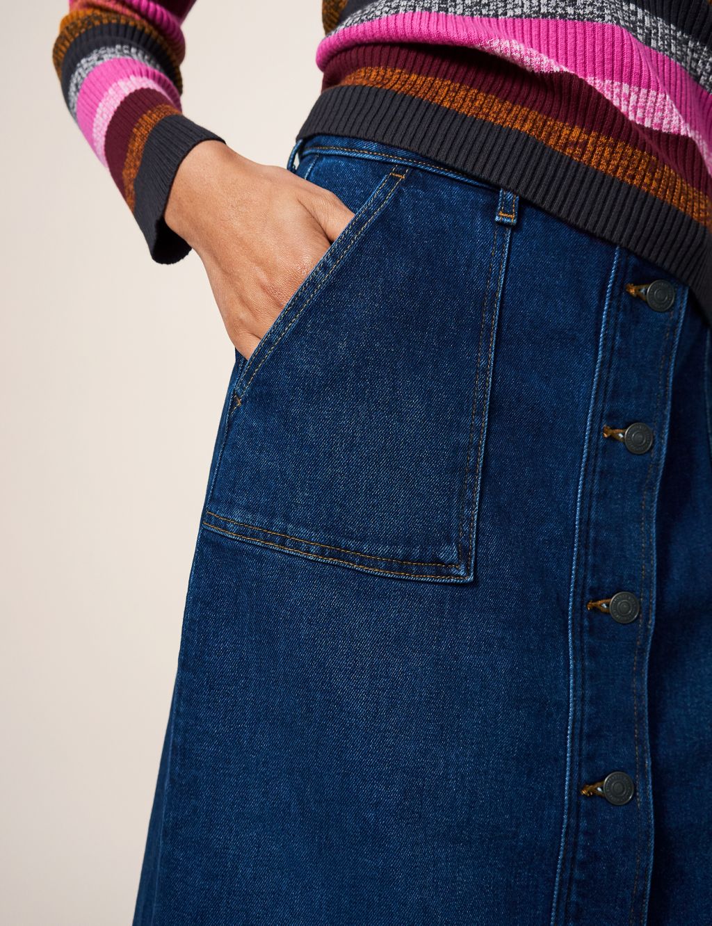 Denim Button Front Midi Skirt image 4