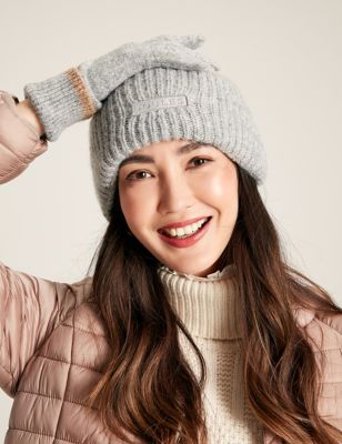 Joules Womens Knitted Beanie Hat - Grey, Grey