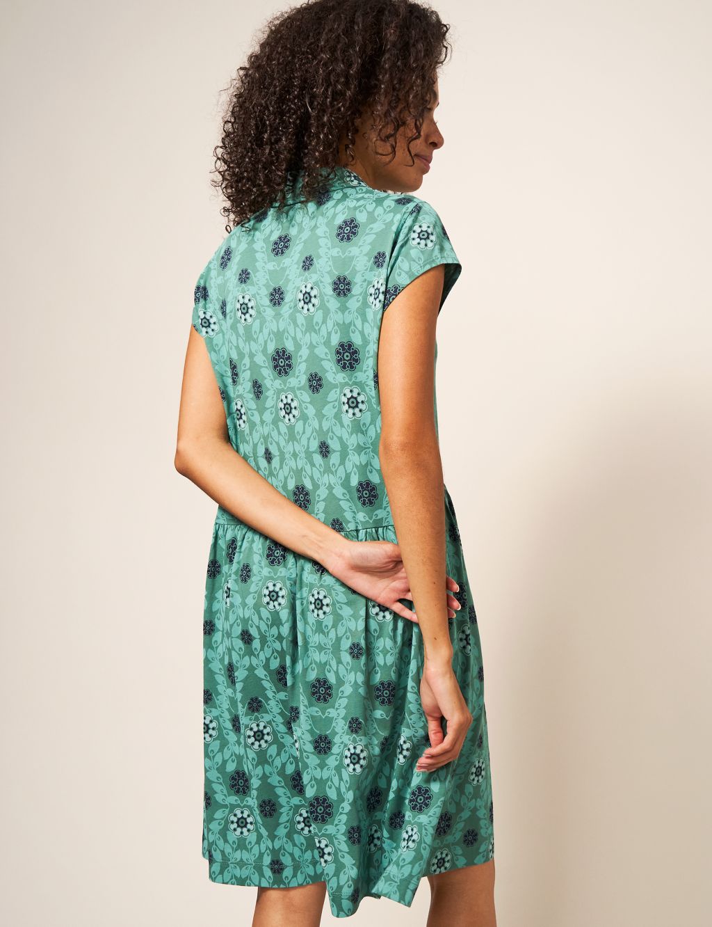 Jersey Floral Knee Length Shirt Dress image 2